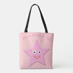 Bolsa Tote Barra de ferramentas personalizada de estrela rosa
