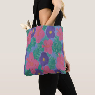Bolsa Tote Barra de Toque de Aquarela Hibiscus