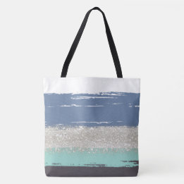 Bolsa Tote Barra de Toques Azul de Aquarela