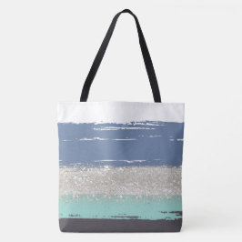 Bolsa Tote Barra de Toques Azul de Aquarela