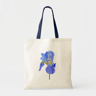 Bolsa Tote Barra de Toques de Flor Íris Iris Azul-Carga