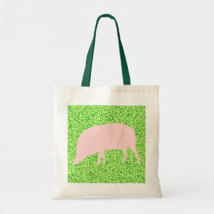 Bolsa Tote Barra de Toques de Orçamento de Suíno Rosa