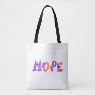 Bolsa Tote Barra de Toques de Texto Floral Colorida Esperança