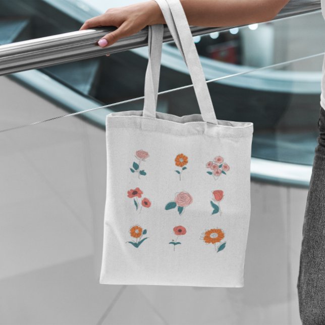 Bolsa Tote Barra de Toques do Conjunto de Flores (Criador carregado)
