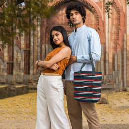 Bolsa Tote Barra de Toques Vermelha Retroativa