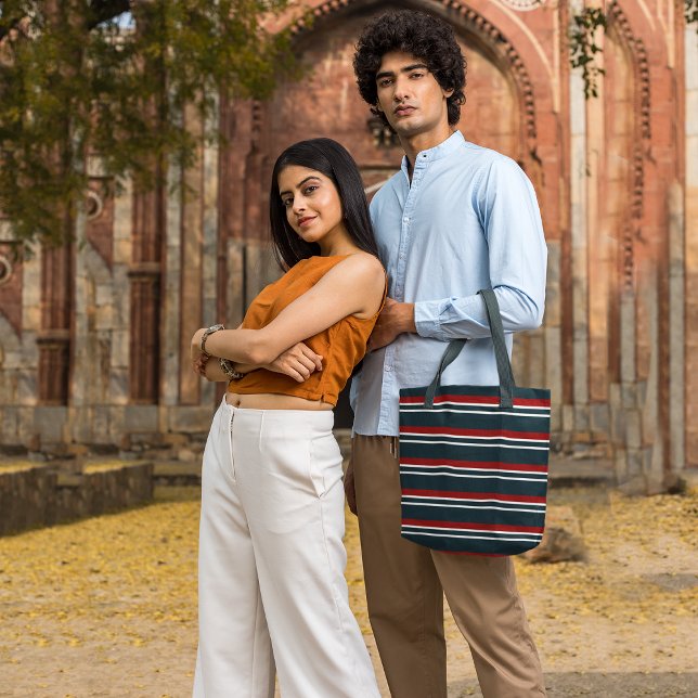 Bolsa Tote Barra de Toques Vermelha Retroativa (Criador carregado)