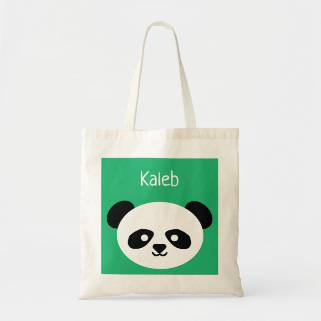 Bolsa Tote Barramento de Panda Verde Personalizado Kawaii (Frente)