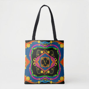 Bolsa Tote Barroco ouro, correntes e estampas