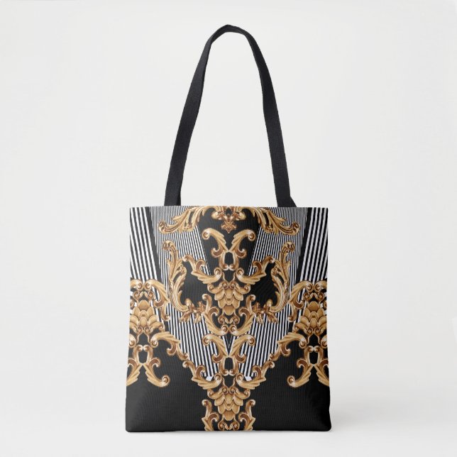 Bolsa Tote Barroco ouro, design de ornamento intricado. (Frente)