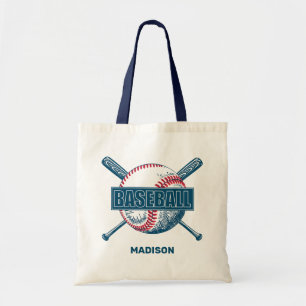Bolsa Tote Baseball de nome personalizado