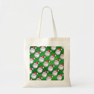 Bolsa Tote Baseball em Santa Hat Padrão em Verde