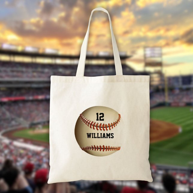 Bolsa Tote Baseball Esportivo de Número Nome Personalizado (Personalized Name Number Baseball Sports Tote Bag)