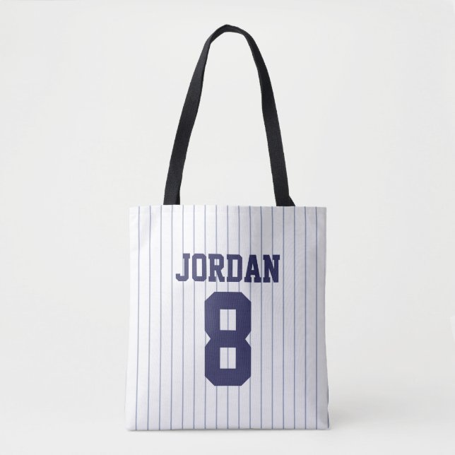 Bolsa Tote Baseball Jersey com nome e número personalizados (Frente)