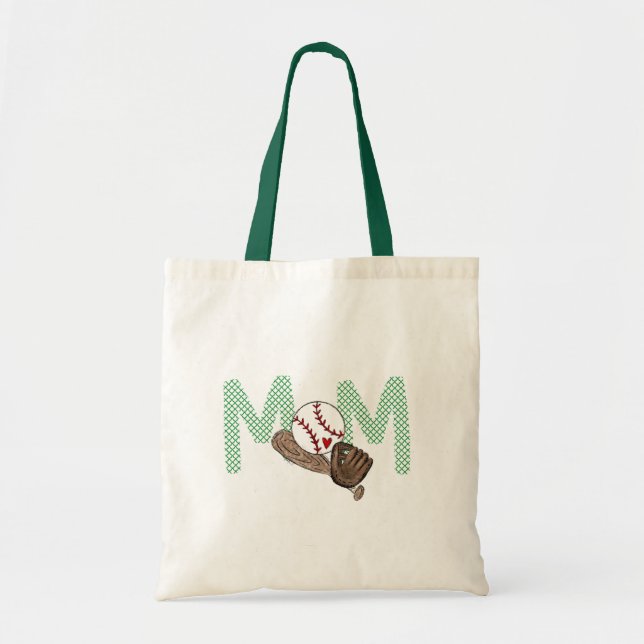 Bolsa Tote Baseball Mãe Verde Trefoil Esportes Mãe (Frente)