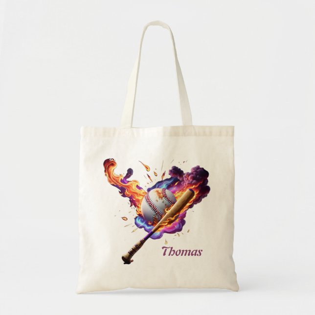 Bolsa Tote Baseball no Fogo. (Frente)