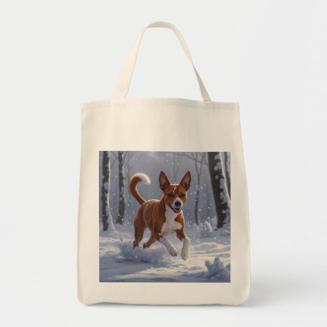 Bolsa Tote Basenji Elegant Grocery Tote Bag (Frente)
