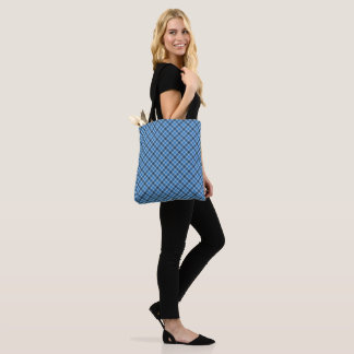 Bolsa Tote Basic Blue/Baby Blue Gingham Diagonal Plaid