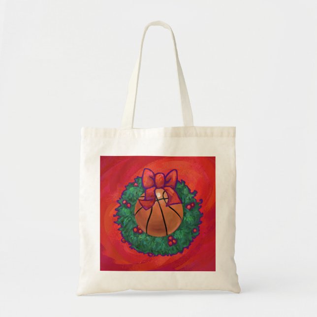 Bolsa Tote Basquete Dentro da Coroa de Natal (Frente)