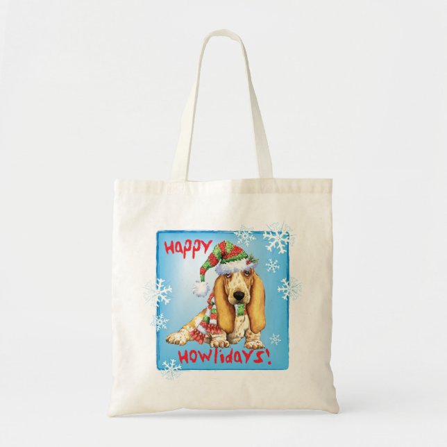 Bolsa Tote Basset Feliz Howliday (Frente)