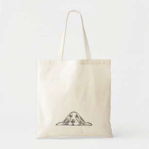 Bolsa Tote basset hound preto branco simples olhos de cachorr