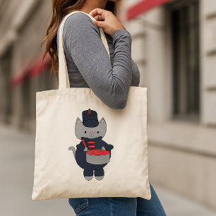 Bolsa Tote Bateria da Banda Marcial Gato Azul Marinho Vermelh