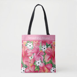 Bolsa Tote 🌺 🌴 Bateria Tropical com hibisco, com texto