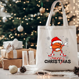 Bolsa Tote Batida Engraçado de Basquete de Natal