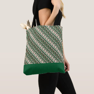Bolsa Tote Batik Parang Dois Padrões de Tom Exclusivos Verde