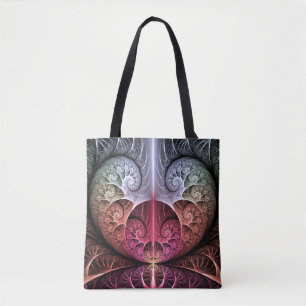 Bolsa Tote Batimento cardíaco, Arte fractal abstrata surreal 