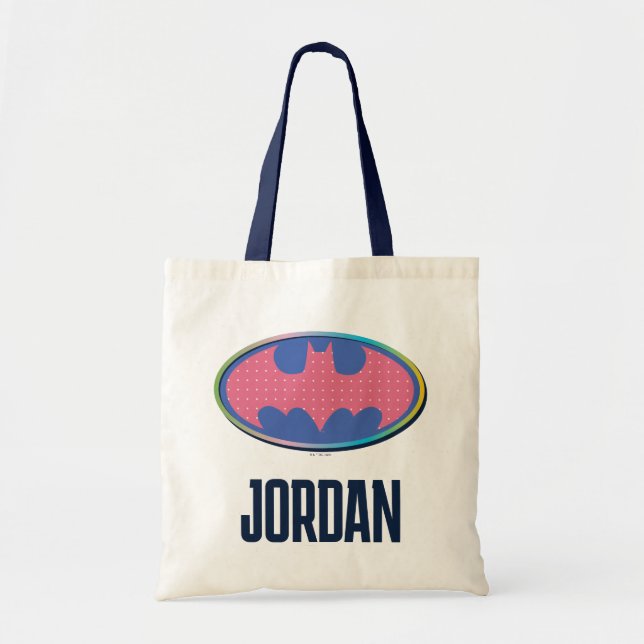 Bolsa Tote Batman | Logotipo de Bolinhas rosa (Frente)