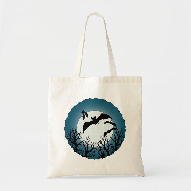 Bolsa Tote Bats and Trees Against the Moon (Frente)