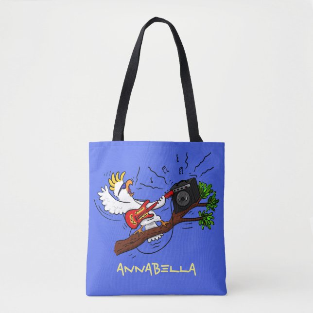 Bolsa Tote Batuta engraçada tocando cartoon de violão (Frente)