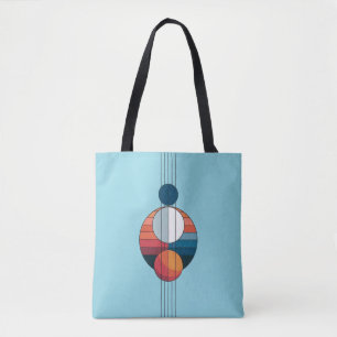 Bolsa Tote Bauhaus Art em cinco linhas e esferas em azul