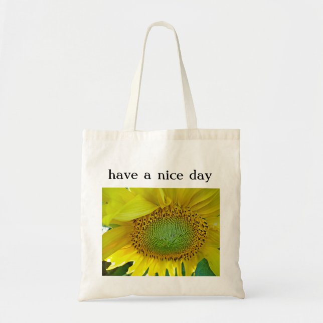 Bolsa Tote Baumwolltasche Sonnenblume: Tenha um bom dia (Frente)