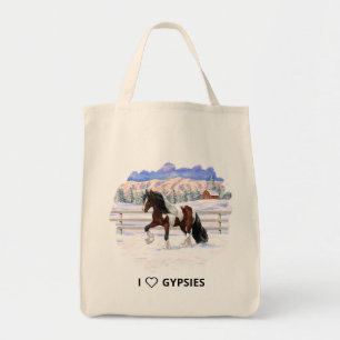 Bolsa Tote Bay Pinto Gypsy Vanner Draft Horse Em Neve