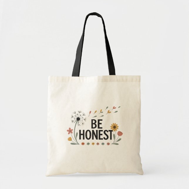 Bolsa Tote Be Honest Floral Tote Bag Pink Yellow Green Flower (Frente)