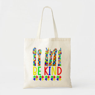 Bolsa Tote Be Kind Hand Sign Language Puzzle Autism Awareness