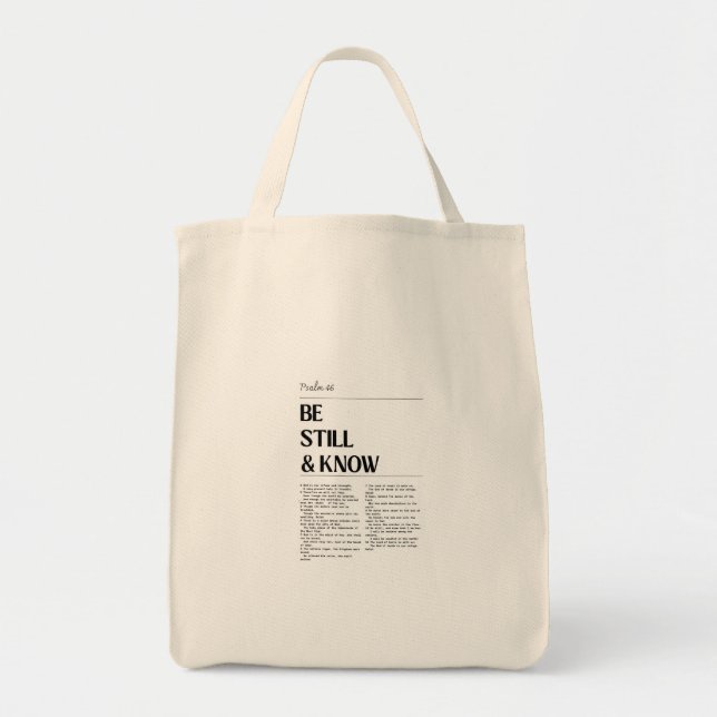 Bolsa Tote Be Still Psalm 46 Faith Grocery Bag (Frente)