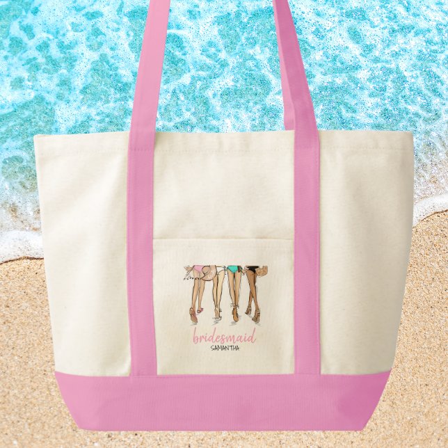 Bolsa Tote Beach Bridesmaid Proposal Bachelorette Favor Name (Criador carregado)