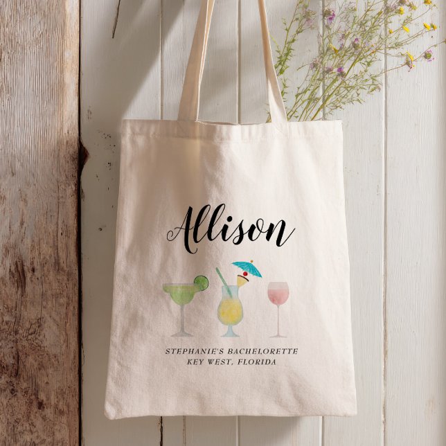Bolsa Tote Beach Cocktails Bachelorette Bridesmaid Name (Criador carregado)