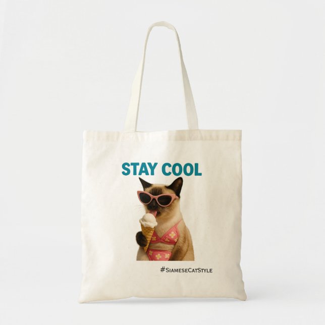 Bolsa Tote Beach themed for Siamese Cat lovers (Frente)