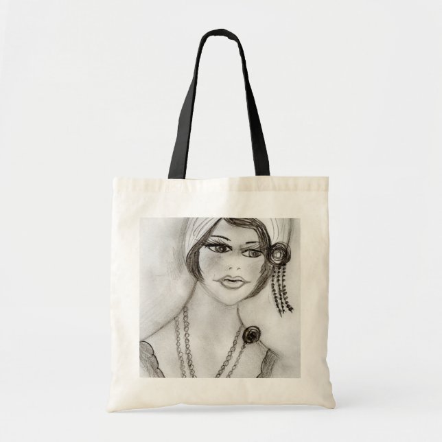 Bolsa Tote Beaded Flapper Girl (Frente)