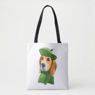 Bolsa Tote Beagle Cachorro em berço verde francês