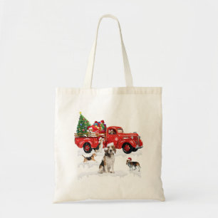 Bolsa Tote Beagle cavalgando caminhão vermelho xmas feliz na