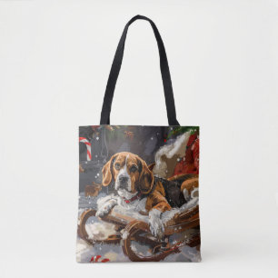 Bolsa Tote Beagle Dog Natal Festivo