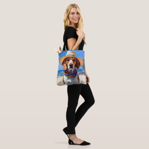 Bolsa Tote Beagle on Beach, presente de verão para amantes de