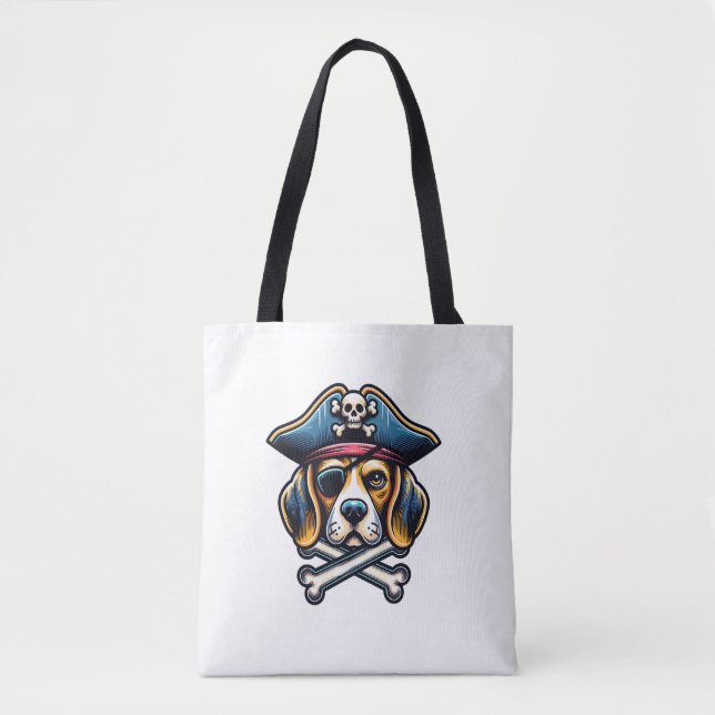 Bolsa Tote Beagle Pirate Costume Skull Crossbone Dog Lovers (Frente)