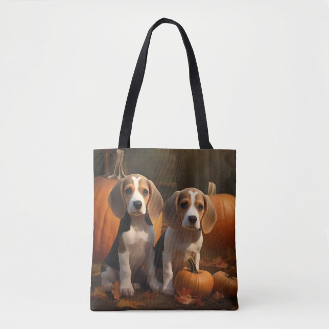 Bolsa Tote Beagle Puppy Autumn Delight Pumpkin (Frente)