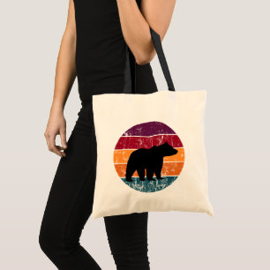 Bolsa Tote Bear Silhouette Retro Rainbow Selvagem Livre