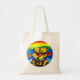 Bolsa Tote Bears Love Casal LGBT Sinalizador do arco-íris